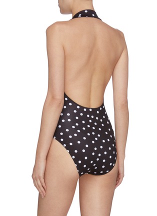 Back View - Click To Enlarge - SOLID & STRIPED - 'The Janet' polka dot print halterneck one-piece swimsuit