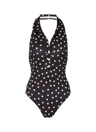 Main View - Click To Enlarge - SOLID & STRIPED - 'The Janet' polka dot print halterneck one-piece swimsuit