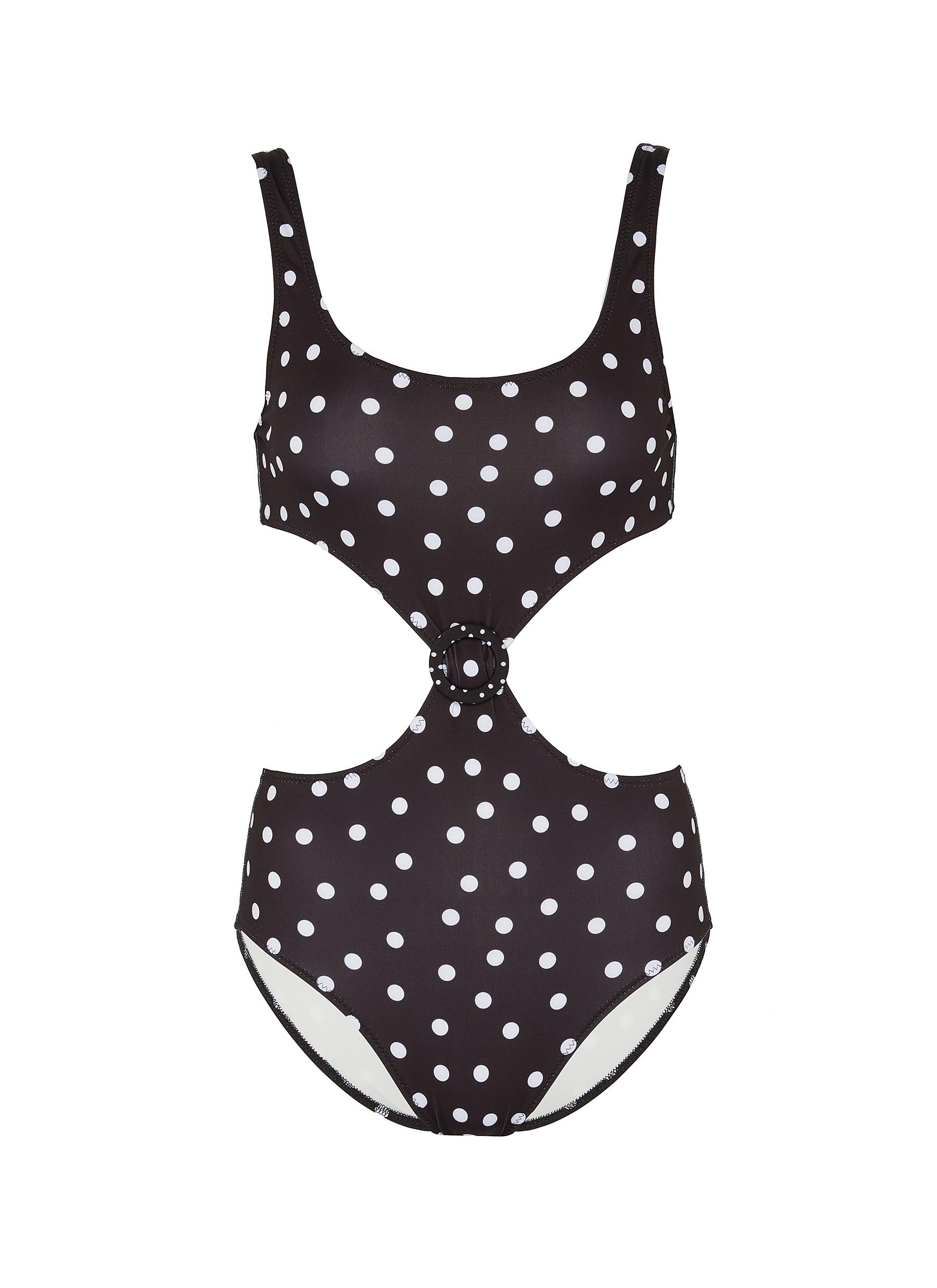 "The Bailey cutout waist polka dot print one-piece swimsuit by Solid & Striped