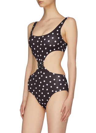 Figure View - Click To Enlarge - SOLID & STRIPED - 'The Bailey' cutout waist polka dot print one-piece swimsuit