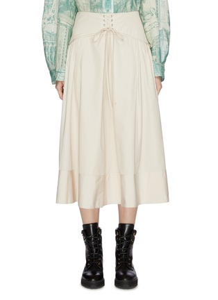 Main View - Click To Enlarge - 3.1 PHILLIP LIM - Lace-up corset waist flared poplin skirt