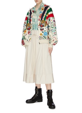 Figure View - Click To Enlarge - 3.1 PHILLIP LIM - Lace-up corset waist flared poplin skirt