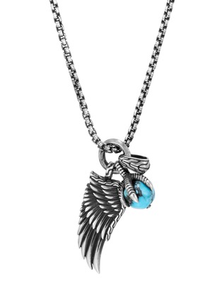 Main View - Click To Enlarge - JOHN HARDY - 'Legends Eagle' turquoise pyrite silver pendant necklace