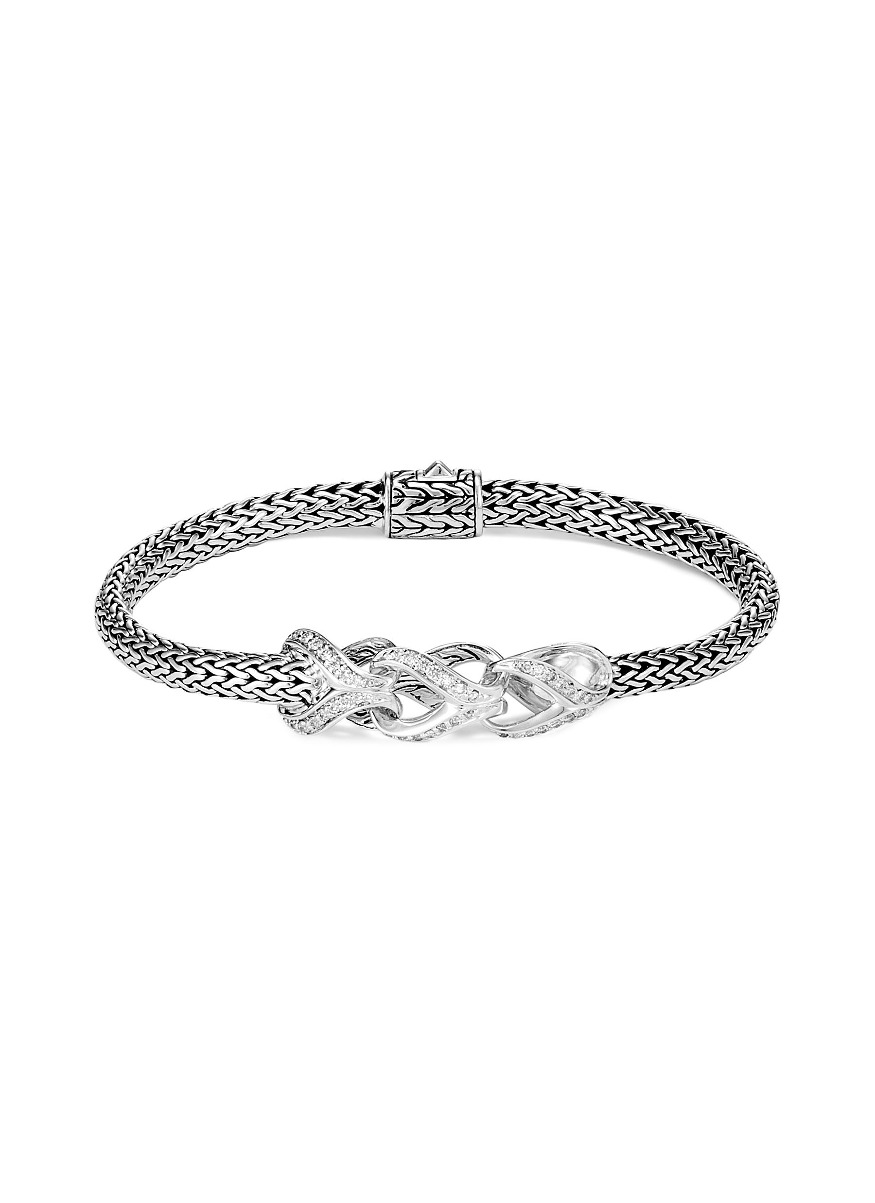 JOHN HARDY Asli Classic Chain' diamond link charm silver chain bracelet