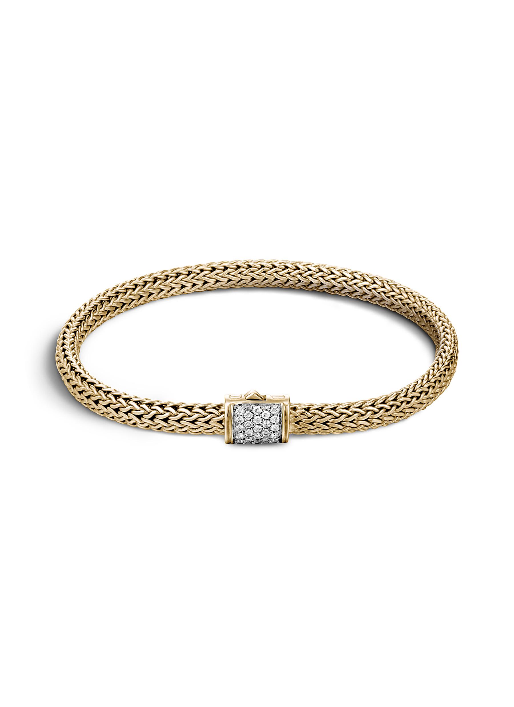 Classic Chain’ diamond 18k yellow gold woven bracelet