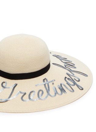 Detail View - Click To Enlarge - EUGENIA KIM - 'Bunny' sequin slogan Toyo straw hat