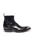 Main View - Click To Enlarge - BALENCIAGA - 'Jive' logo embossed metallic toe cap leather boots