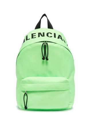 Main View - Click To Enlarge - BALENCIAGA - 'Wheel' logo embroidered neon nylon backpack