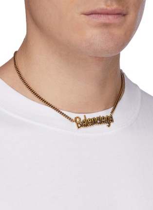 Figure View - Click To Enlarge - BALENCIAGA - 'Typo' logo pendant necklace