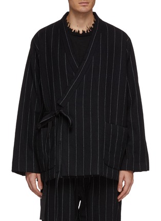 Main View - Click To Enlarge - UMA WANG - Pinstripe virgin wool kimono jacket