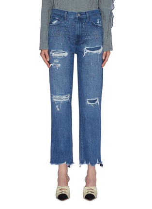 Main View - Click To Enlarge - J BRAND - 'Jules' strass ripped straight leg jeans