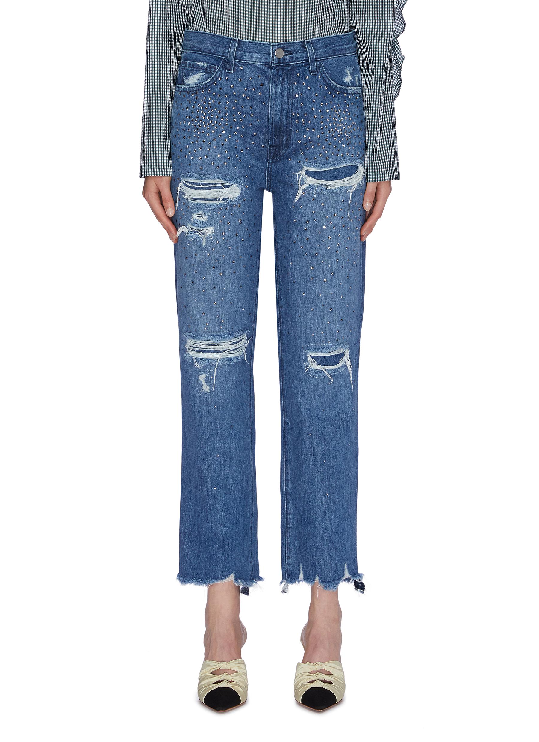 Jules strass ripped straight leg jeans by J Brand Coshio Online Shop