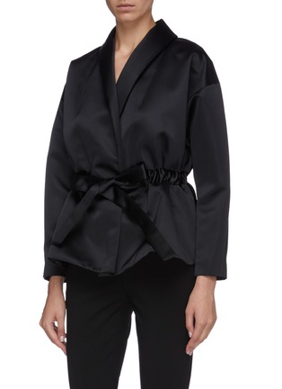 Front View - Click To Enlarge - LES HÉROÏNES - 'The Cathay' detachable sash tie neck belted satin jacket