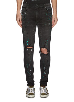 Main View - Click To Enlarge - AMIRI - 'Graffiti' paint splatter print ripped jeans