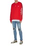 Figure View - Click To Enlarge - AMIRI - Dragon graphic embroidered stripe sleeve sweatshirt