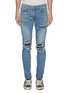 Main View - Click To Enlarge - AMIRI - 'MX1' pleated leather patch jeans