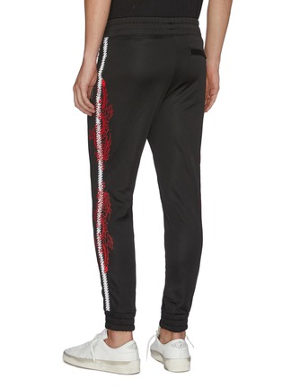 Back View - Click To Enlarge - AMIRI - Dragon graphic embroidered stripe outseam jogging pants