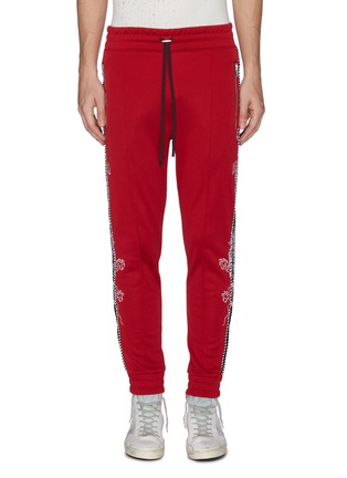 Main View - Click To Enlarge - AMIRI - Dragon graphic embroidered stripe outseam jogging pants