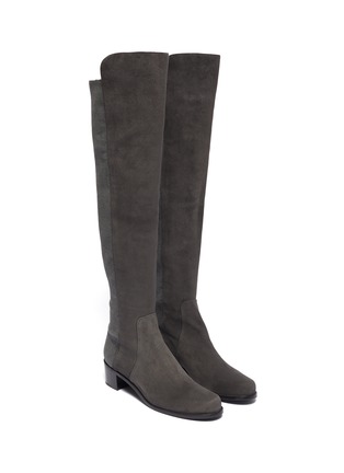 Detail View - Click To Enlarge - STUART WEITZMAN - 'Reserve' panelled stretch suede knee high boots