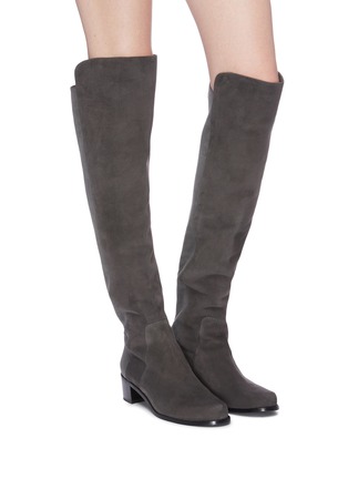 Figure View - Click To Enlarge - STUART WEITZMAN - 'Reserve' panelled stretch suede knee high boots