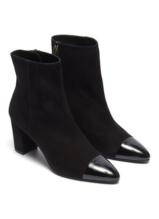 Detail View - Click To Enlarge - STUART WEITZMAN - 'Jill' contrast toe suede ankle boots