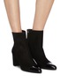 Figure View - Click To Enlarge - STUART WEITZMAN - 'Jill' contrast toe suede ankle boots