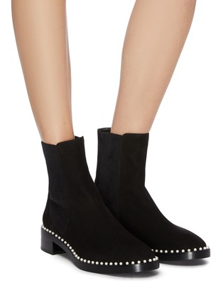stuart weitzman boots with pearls