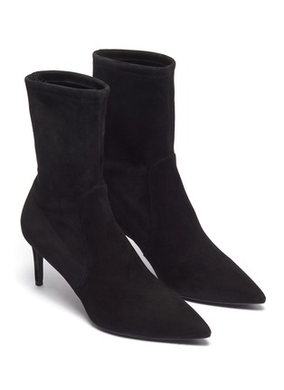 Detail View - Click To Enlarge - STUART WEITZMAN - 'Wren' stretch suede ankle boots