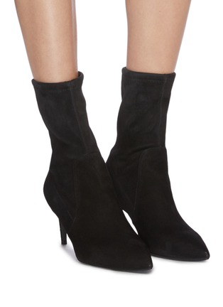 Figure View - Click To Enlarge - STUART WEITZMAN - 'Wren' stretch suede ankle boots