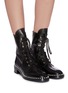 Figure View - Click To Enlarge - STUART WEITZMAN - 'Sondra' faux pearl leather combat boots