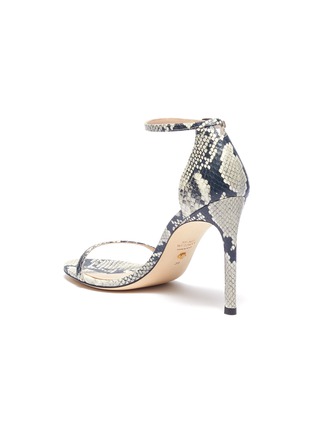 - STUART WEITZMAN - 'Nudistsong' ankle strap snake embossed leather sandals