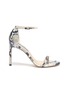 Main View - Click To Enlarge - STUART WEITZMAN - 'Nudistsong' ankle strap snake embossed leather sandals