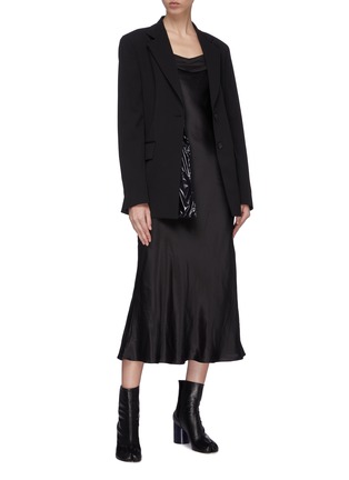 Figure View - Click To Enlarge - MAISON MARGIELA - Cross back silk satin bias slip dress