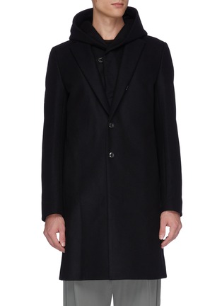 Main View - Click To Enlarge - ATTACHMENT - Hooded layered wool-cashmere coat