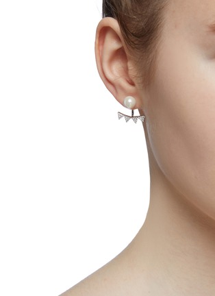 Figure View - Click To Enlarge - HEFANG - 'Flags' detachable drop shell pearl stud earrings