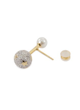 Detail View - Click To Enlarge - HEFANG - 'Magical Circus' shell pearl stud cubic zirconia ball drop earrings