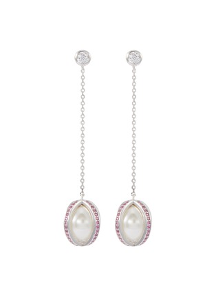 Main View - Click To Enlarge - HEFANG - 'Little Ball' cubic zirconia shell pearl drop earrings