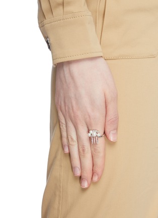 Figure View - Click To Enlarge - HEFANG - 'Popcorn' cubic zirconia shell pearl open ring