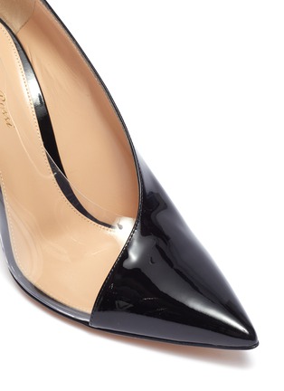 Detail View - Click To Enlarge - GIANVITO ROSSI - 'Deela' clear PVC panel patent leather pumps