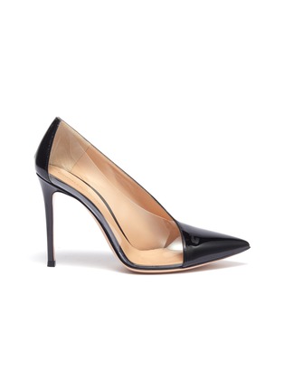 Main View - Click To Enlarge - GIANVITO ROSSI - 'Deela' clear PVC panel patent leather pumps