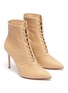 Detail View - Click To Enlarge - GIANVITO ROSSI - 'Zina' lace-up ribbed faux leather ankle boots