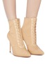 Figure View - Click To Enlarge - GIANVITO ROSSI - 'Zina' lace-up ribbed faux leather ankle boots