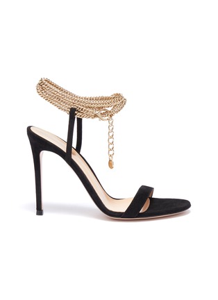 Main View - Click To Enlarge - GIANVITO ROSSI - Chain ankle strap suede sandals