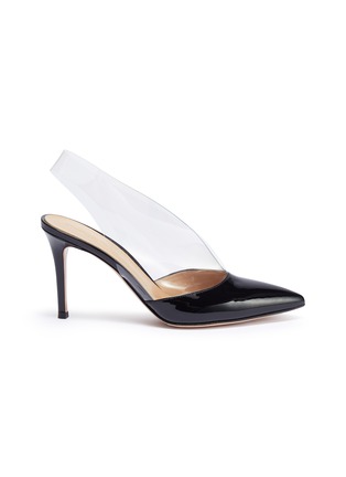 Main View - Click To Enlarge - GIANVITO ROSSI - 'Plexi' PVC patent leather slingback pumps