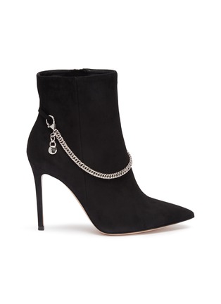 Main View - Click To Enlarge - GIANVITO ROSSI - 'Annie' detachable curb chain suede ankle boots
