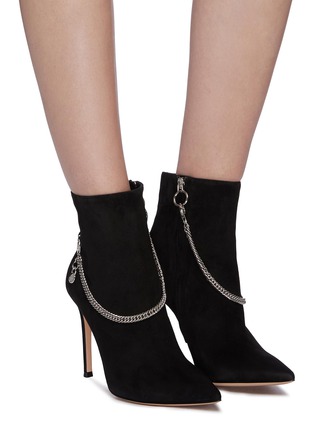 Figure View - Click To Enlarge - GIANVITO ROSSI - 'Annie' detachable curb chain suede ankle boots
