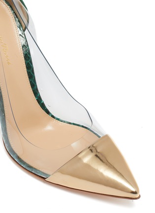Detail View - Click To Enlarge - GIANVITO ROSSI - 'Plexi' PVC mirror toe python leather pumps