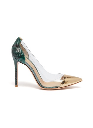 Main View - Click To Enlarge - GIANVITO ROSSI - 'Plexi' PVC mirror toe python leather pumps