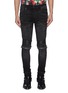 Main View - Click To Enlarge - AMIRI - 'MX2' pleated leather patch jeans