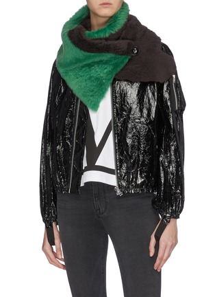 Figure View - Click To Enlarge - KARL DONOGHUE - Colourblock patchwork lambskin shearling scarf